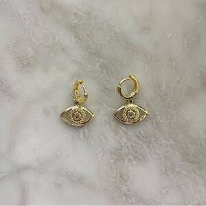 Elegant Gold Evil Eye Hoop Earrings